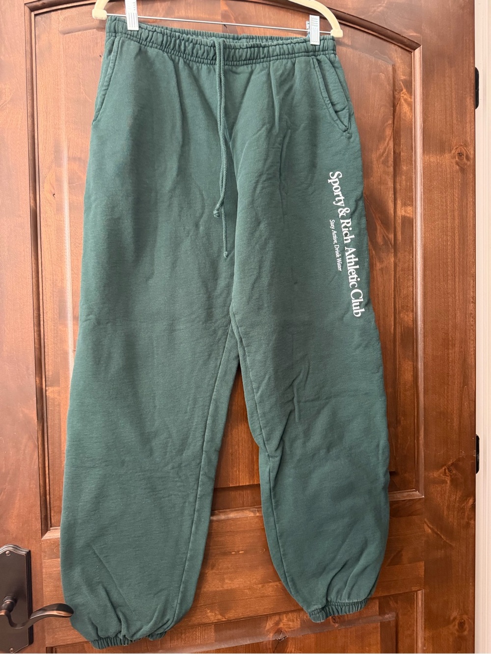 Worn once Sporty & Rich Forest Green Joggers with Side Logo size Med